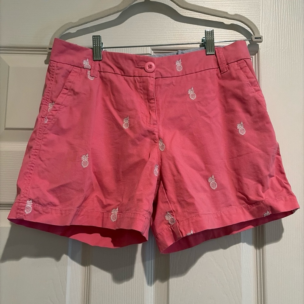 Crown & Ivy pink Pineapple Embroidered Shorts